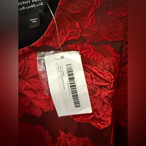 Dorothy Perkins Red Satin Jacquard Wrap Mini Dress NWT size 8 - Picture 6 of 6